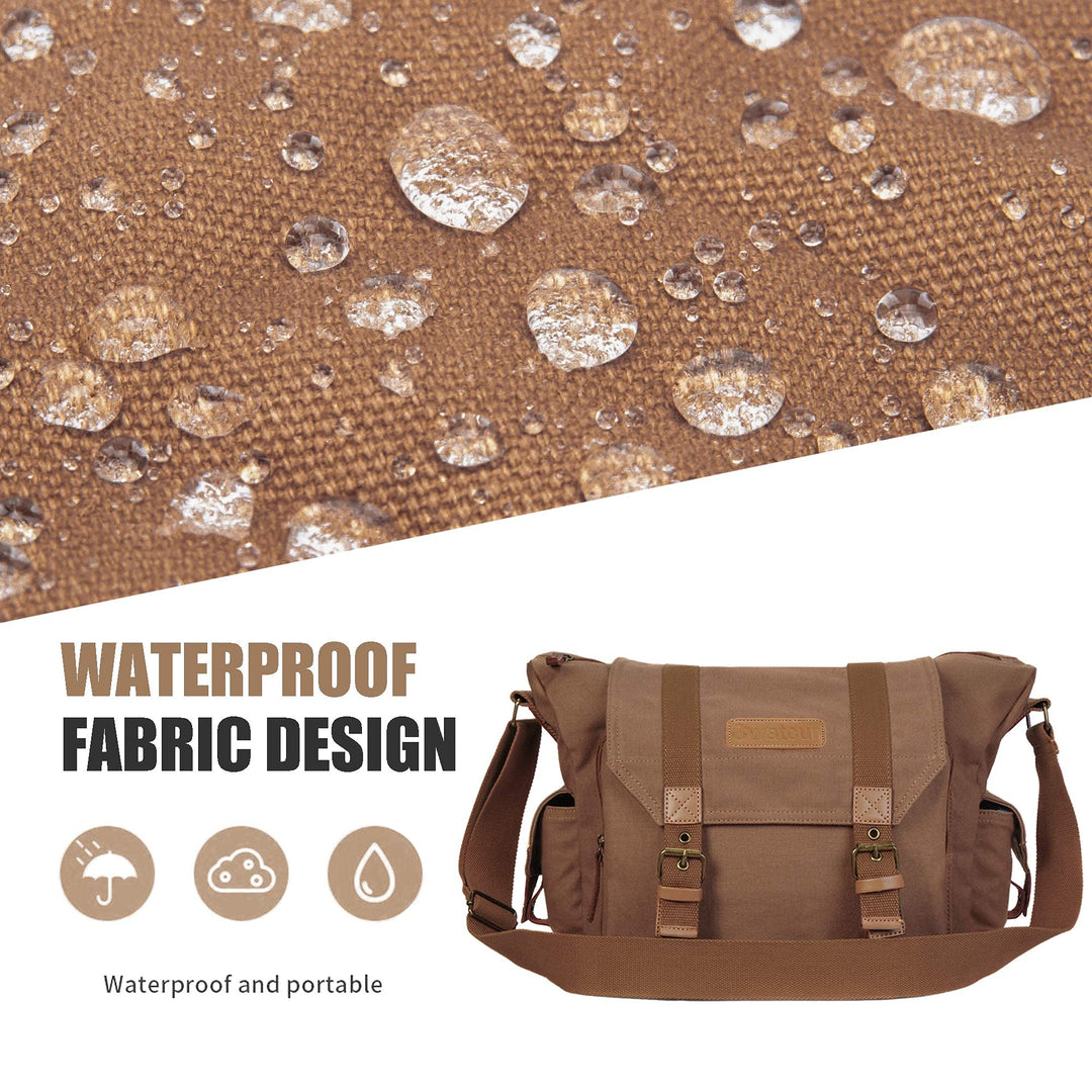 Camera Case Canvas Shoulder Bag with detachable insert Case Shockproof Camera Messenger Bag for Canon Sony Nikon DSLR/SLR, Mirrorless Camera Bag with Tripod Holder for Men Women (Color:Khaki)