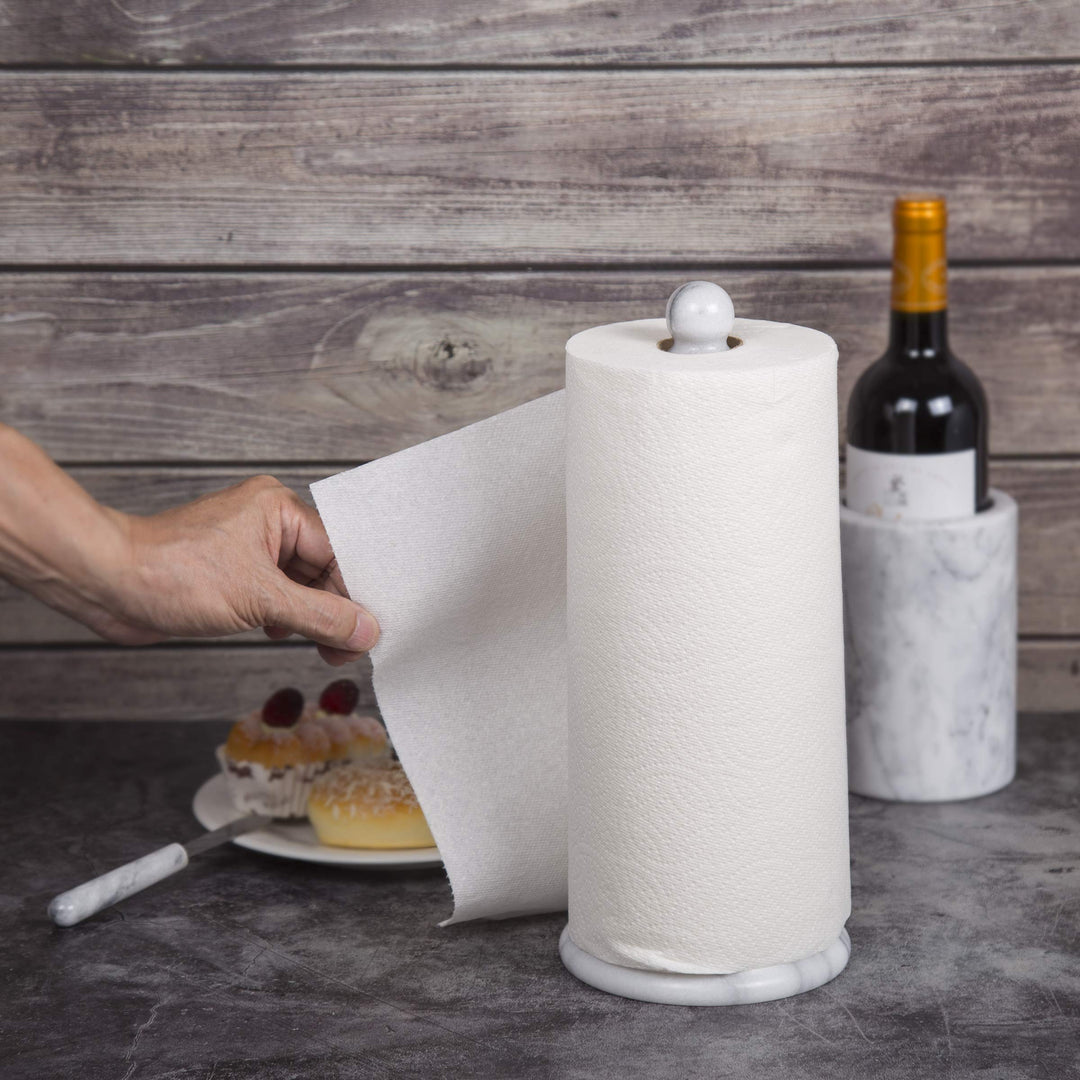 White Marble 12.5 High Paper Towel Holder