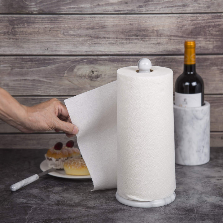 White Marble 12.5 High Paper Towel Holder