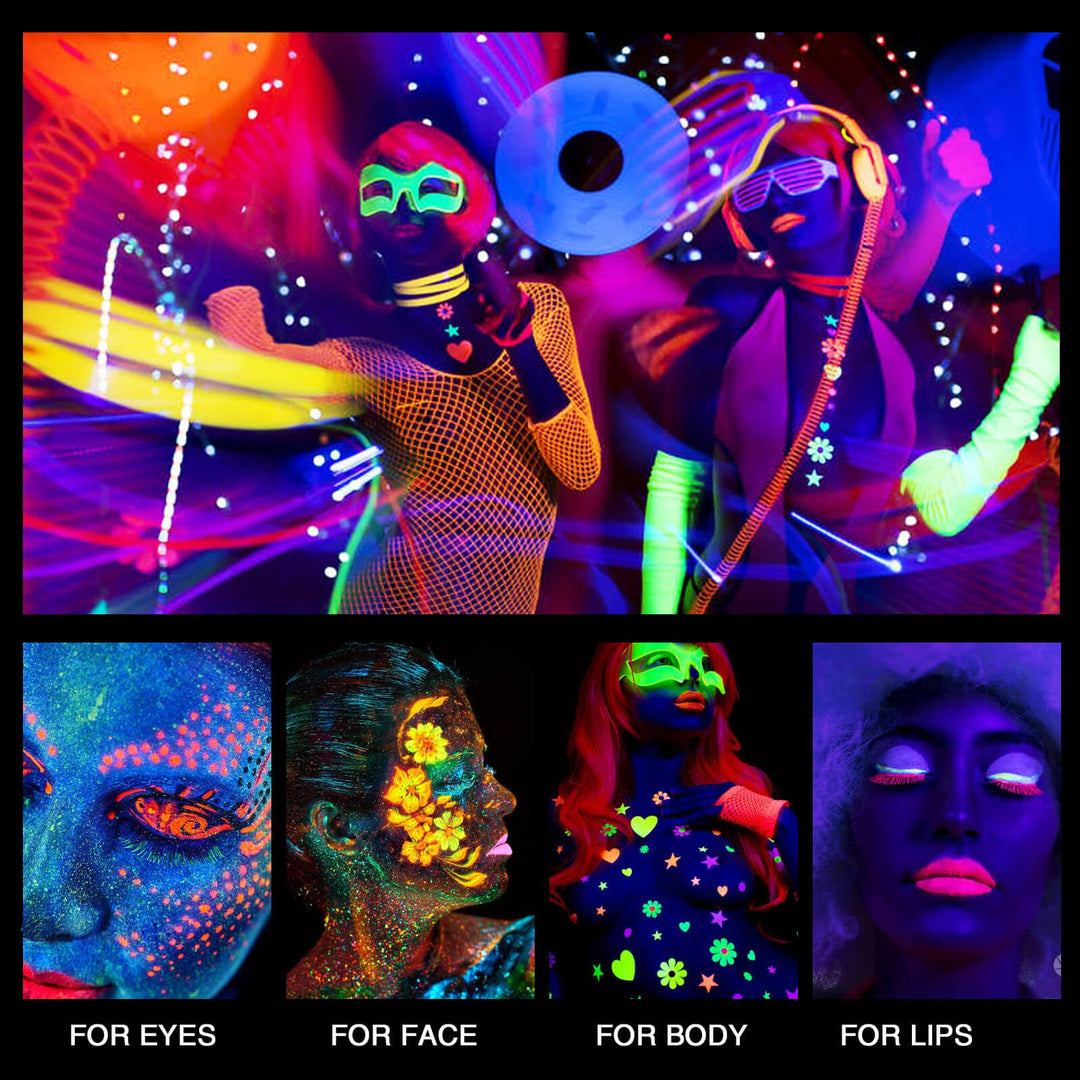 Neon Green Face Paint,Glow in The Dark Body Paint,Fluorescent Single Color Water Activated Eyeliner,1.05oz,Neon Green/UV Green