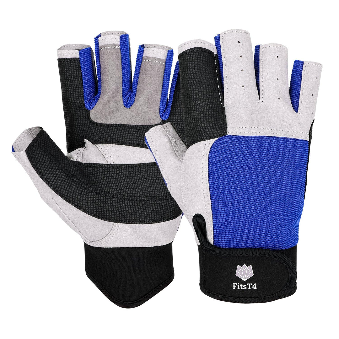 Sailing Gloves 3/4 Finger and Grip Great for Sailing, Yachting, Paddling, Kayaking, Fishing, Dinghying Water Sports for Men and Women Blue M