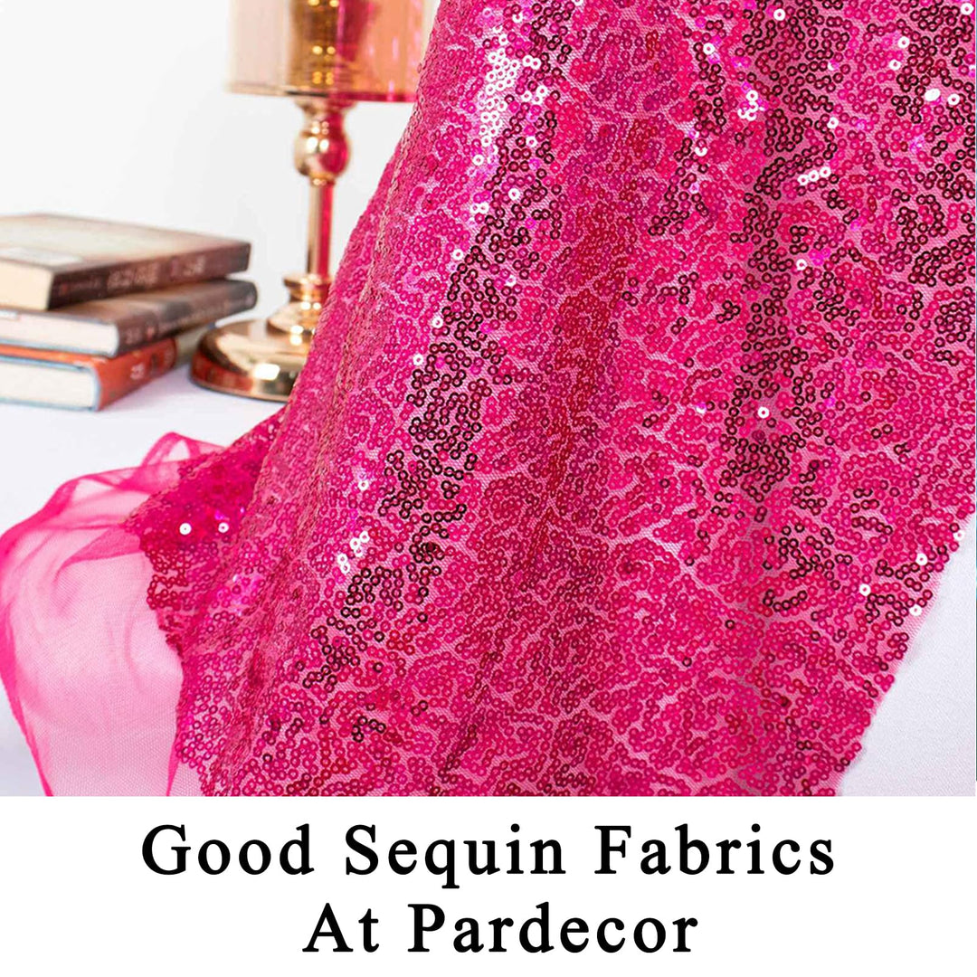 Sequin Fabric by The Yard Glitter Fabric 1 Yard Little Mermaid Fabric Mesh Fabric Sequence Fabric Linen Material Fabric for Sewing Sparkle Cloth Fabric (1 Yard, Hot Pink)