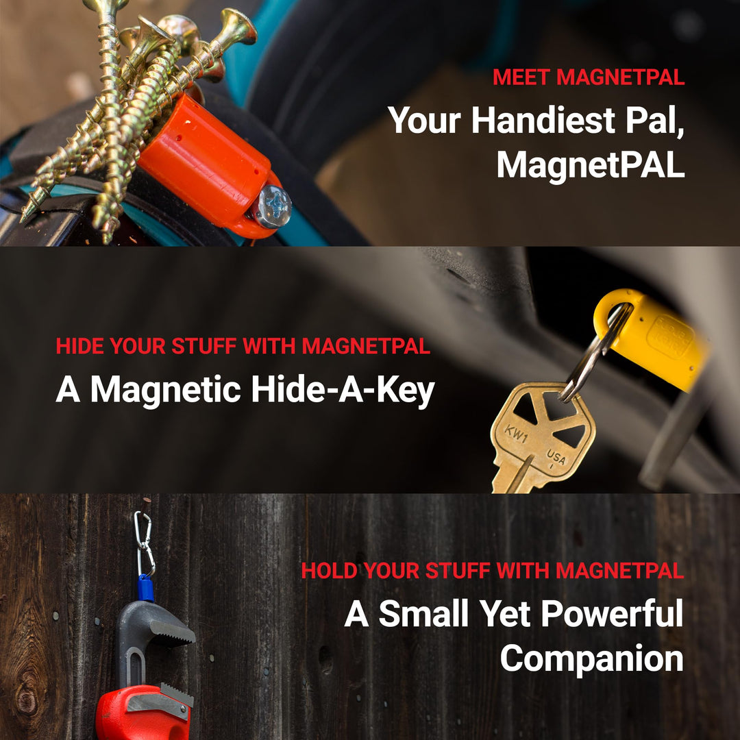 MagnetPal 3 pack Heavy-Duty Neodymium Anti-Rust Magnet, Best for Magnetic Stud Finder / Key Organizer / Indoor and Outdoor Multi Uses, Yellow with Key Ring (SP-MPM3YL)