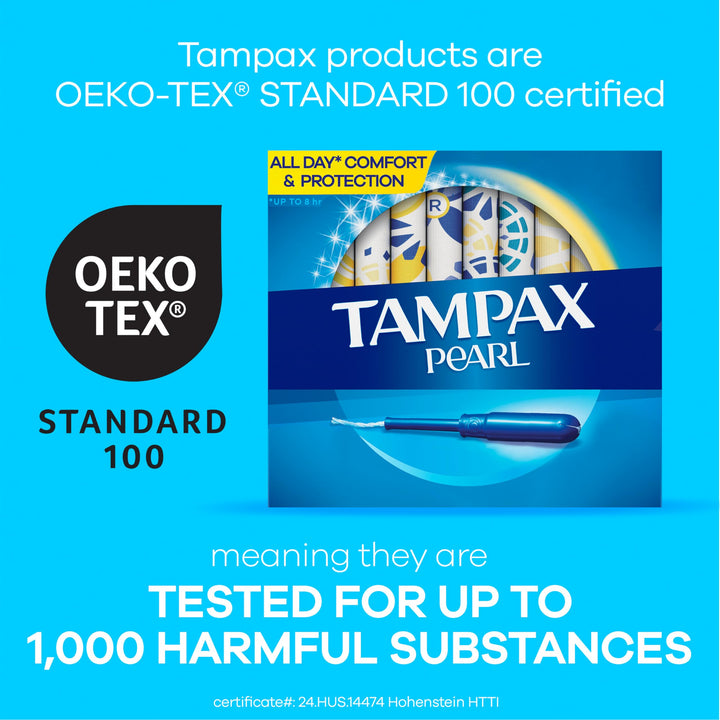 Pearl Plastic Tampons, Triplepack (Light/Regular/Super) Absorbency, Unscented, 50 Count