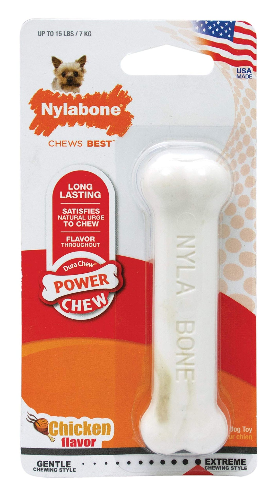Power Chew Classic Bone Chew Toy for Dogs, Durable Dog Toys for Aggressive Chewers, Chicken Flavor, X-Small/Petite - Up to 15 lbs. (1 Count)