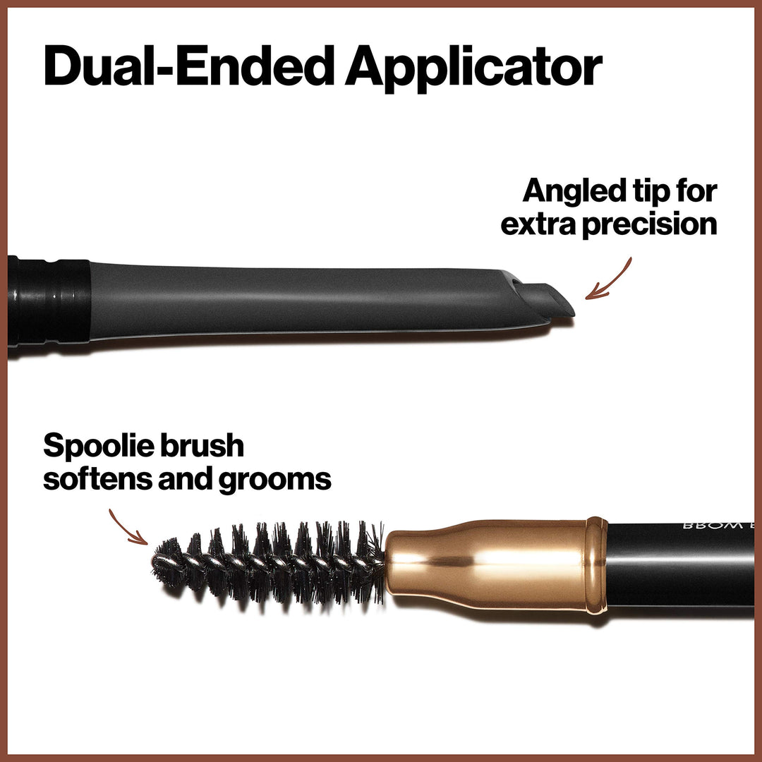 Revlon ColorStay Eyebrow Pencil with Spoolie Brush, Waterproof, Longwearing, Angled Tip Applicator for Perfect Brows, Soft Black (225)