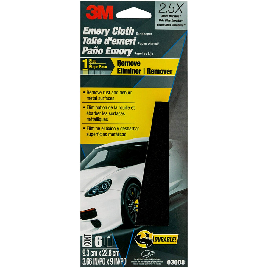 Emery Cloth, 03008, 3 2/3 in x 9 in, 6 sheets per pack