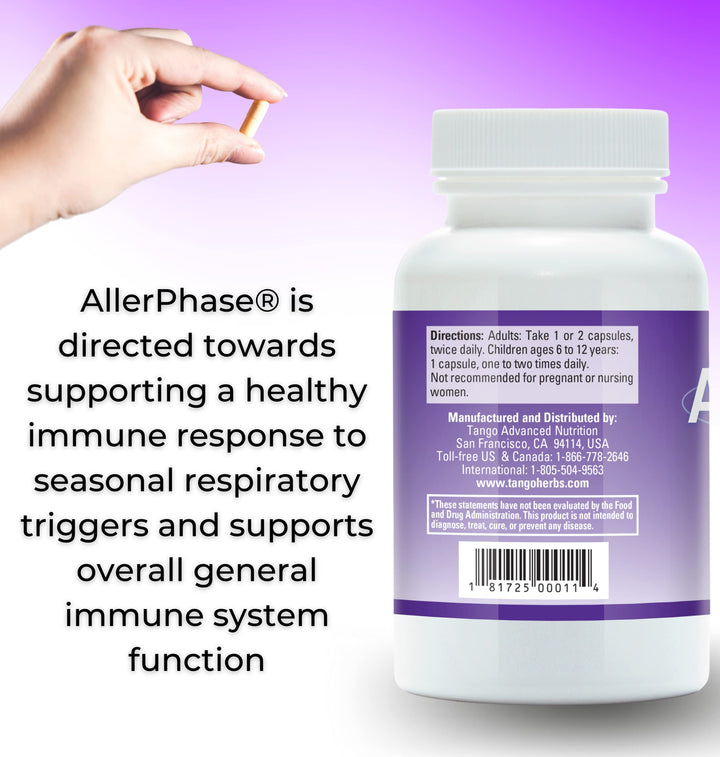 AllerPhase Natural Herbal Sinus and Lung Relief Supplement for Seasonal Respiratory Discomfort Caused by Pollens, Dust, and Dander (30 Vegetarian Capsules)