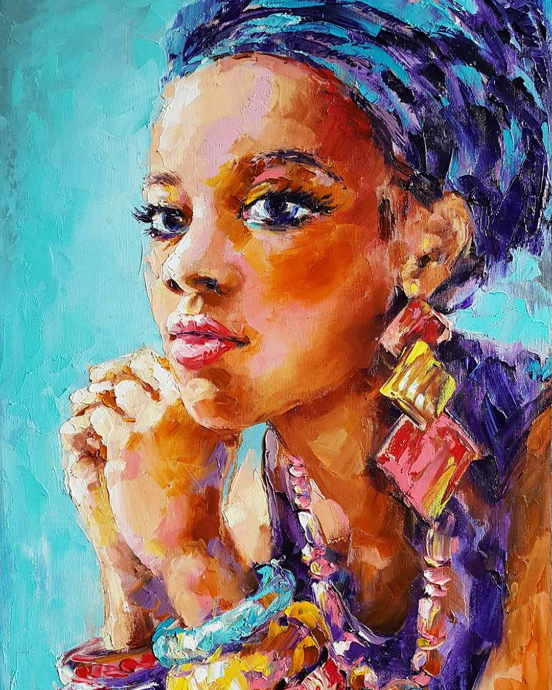 Paint by Number Kits 16 x 20 inch Canvas DIY Oil Painting for Kids, Students, Adults Beginner with Brushes and Acrylic Pigment - African American Woman Girl (Without Frame)