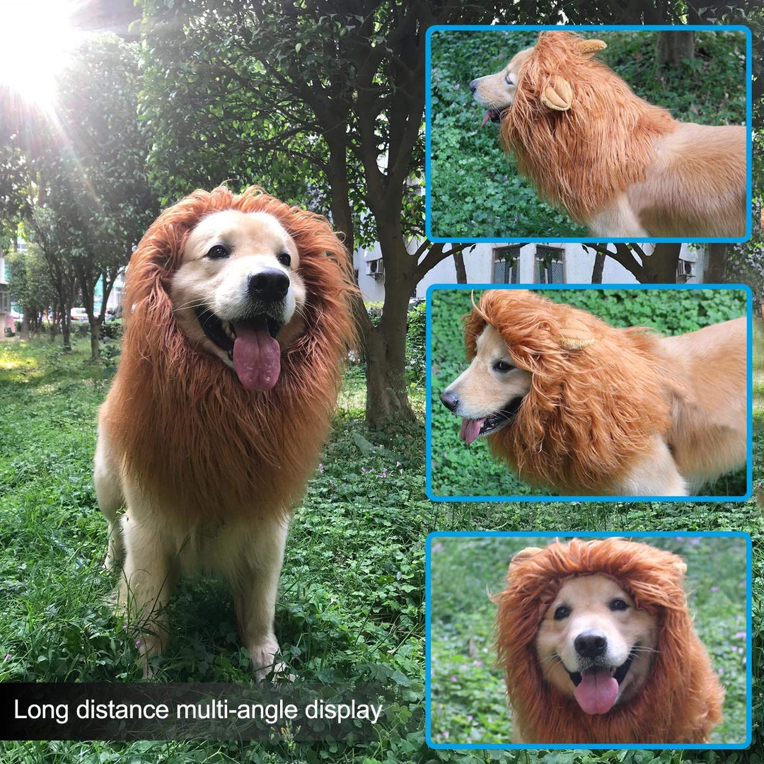 Dog Lion Mane Costume - Pet Wig Clothes for Halloween Party - Lion Wig for Medium to Large Sized Dogs Lion Mane Funny Dogs