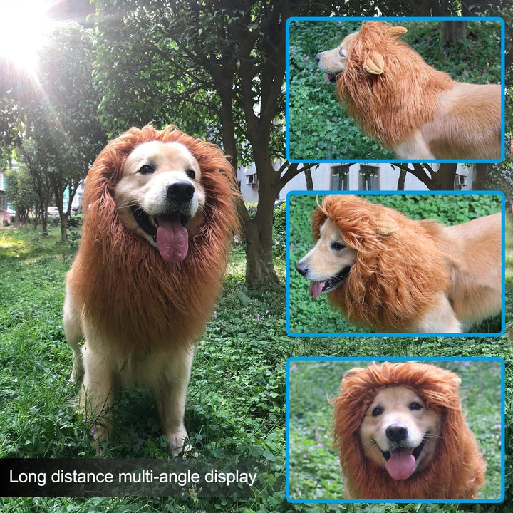 Dog Lion Mane Costume - Pet Wig Clothes for Halloween Party - Lion Wig for Medium to Large Sized Dogs Lion Mane Funny Dogs