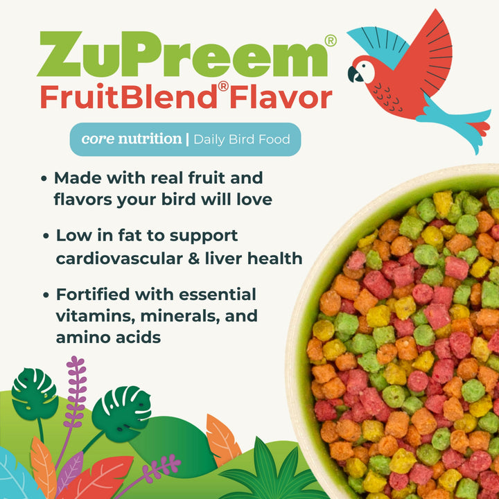 FruitBlend Bird Pellets, Daily Bird Food for Canaries, Finches, Core Nutrition for Very Small Birds, Made in USA, Finch Food, Canary Food (XS, 10 lb)