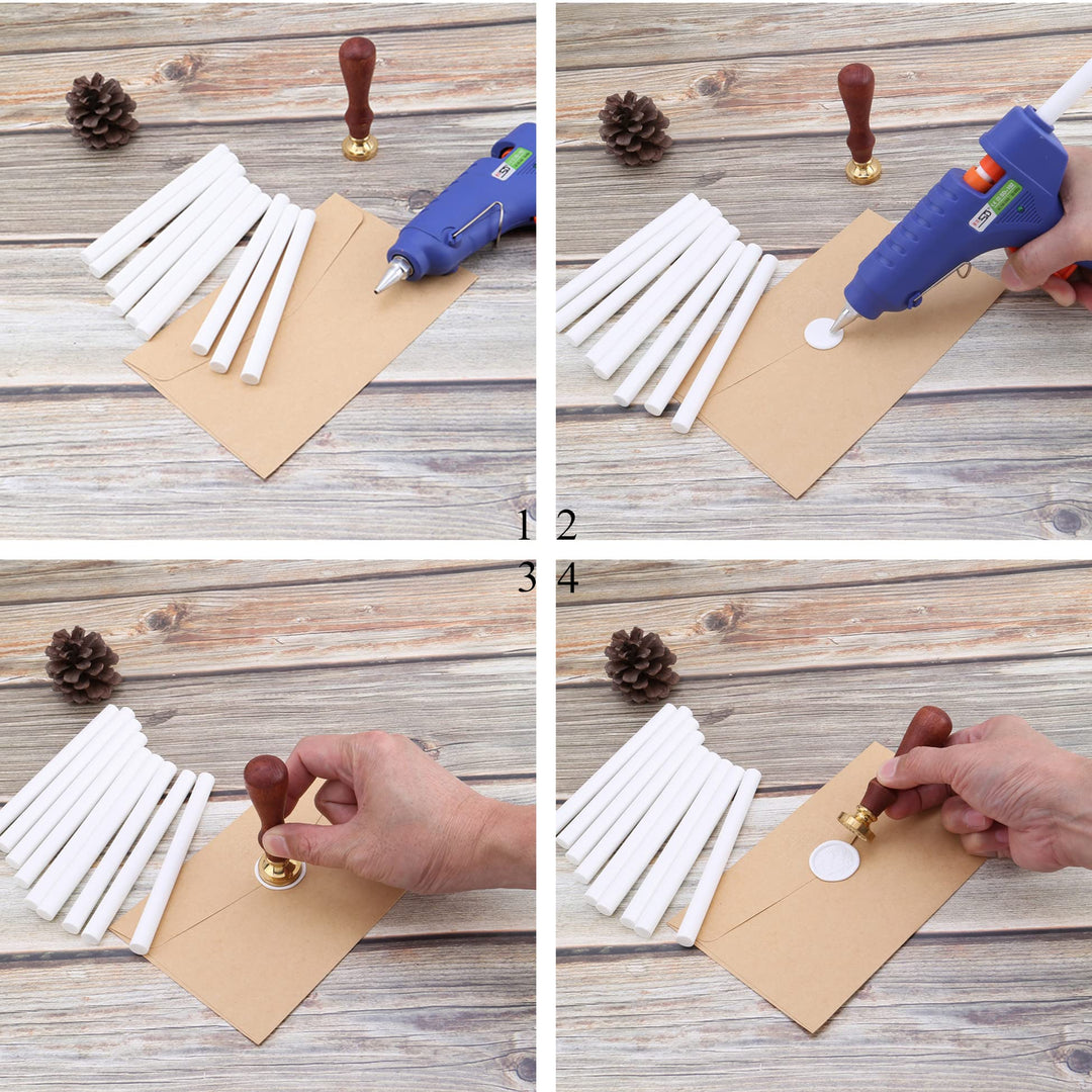 15 Pieces Pearl White Glue Gun Sealing Wax Sticks for Wax Seal Stamp, Great for Wedding Invitations, Cards, Envelopes