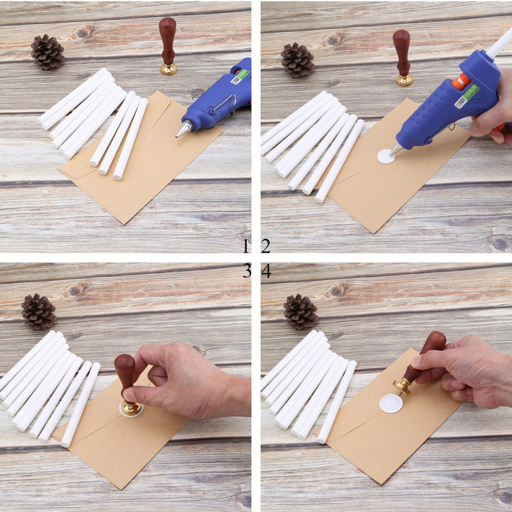 15 Pieces Pearl White Glue Gun Sealing Wax Sticks for Wax Seal Stamp, Great for Wedding Invitations, Cards, Envelopes