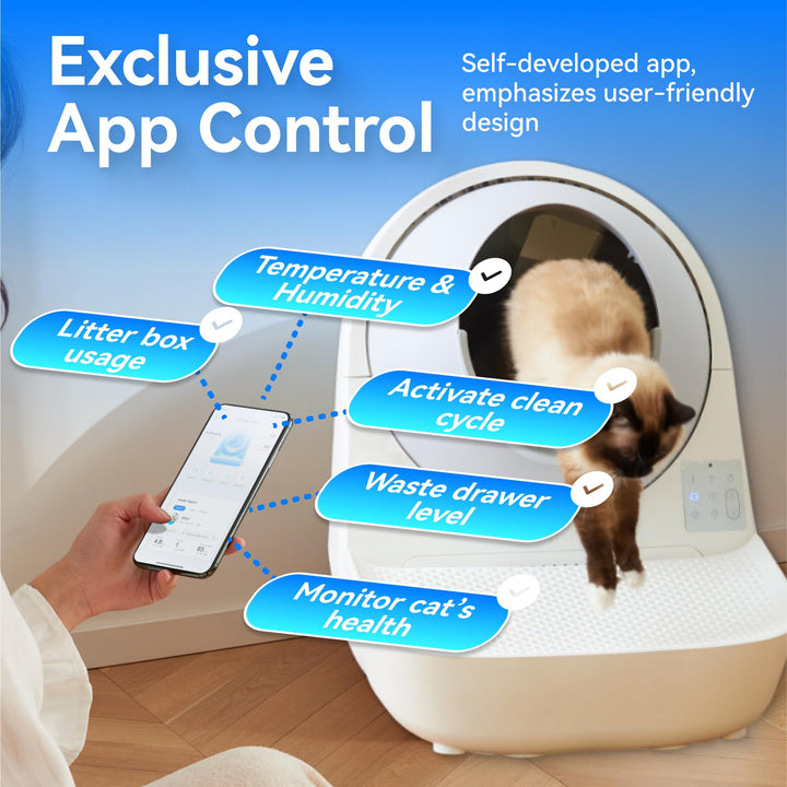 Self Cleaning Cat Litter Box for Multiple Cats, Health Monitoring, Automatic Litter Box with APP, Triple Odor Control, Includes 60 Trash Bags, 65L Extra Large Robot (Luxury Pro-X)