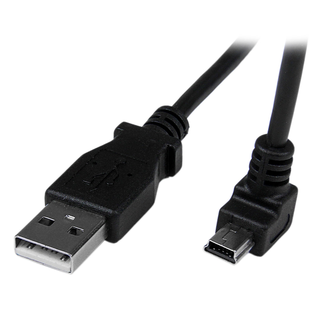 Down Angle Mini USB Cable - 2m - Black - USB A to Mini USB B - USB to Mini USB Cable - Mini USB Charger - USB A to Mini B (USBAMB2MD)
