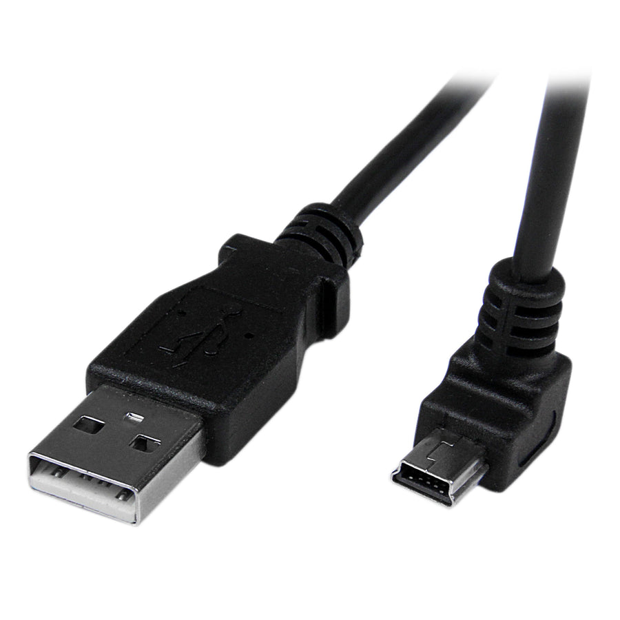 Down Angle Mini USB Cable - 2m - Black - USB A to Mini USB B - USB to Mini USB Cable - Mini USB Charger - USB A to Mini B (USBAMB2MD)