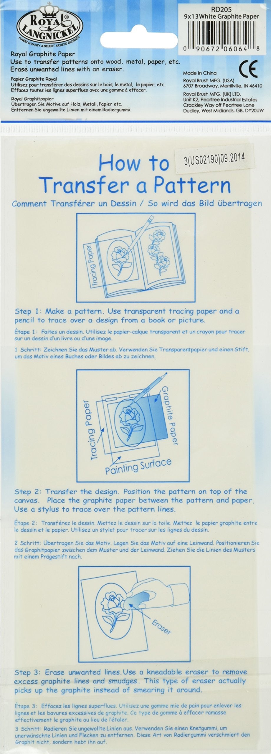 RD205 White Transfer Paper-9X13 4/Pkg