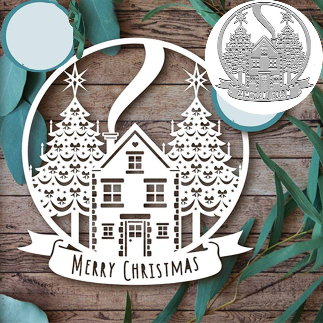 Christmas House Tree Metal Die Cuts,Merry Christmas Flower Leaf Star Bowtie Cutting Dies Cut Stencils for DIY Scrapbooking Album Decorative Embossing Paper Dies Card Making