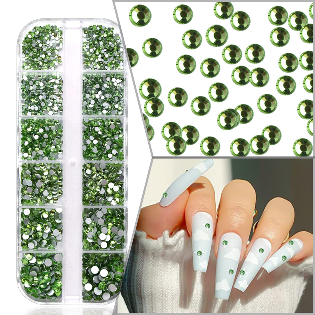 2 Box Flat Back Tender Green Nail Art Rhinestones Crystals For Acrylic Nails 1560 Pcs Grass Green Nail Stones Nail Gems Rhinestones For Nail Art Jewels Nail Charms For Women Nail Beads Crafts