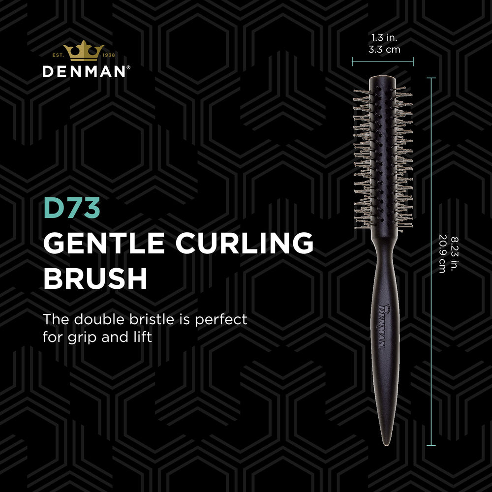 Curling Vented Barrel Round Hair Brush with Nylon Bristles for Fast Drying, Volume and Creating Movement in the Hair, Black, D73