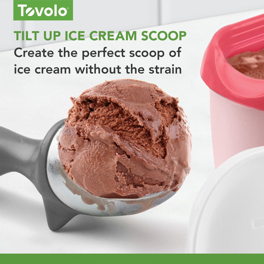 Tilt-Up Ice Cream Scoop (White) - Non-Slip Grip Ice Cream Scooper with Footed Handle – Ice cream Scoop for Cookie Dough, Gelato, Sorbet & Frozen Treats - Dishwasher Safe & BPA-Free