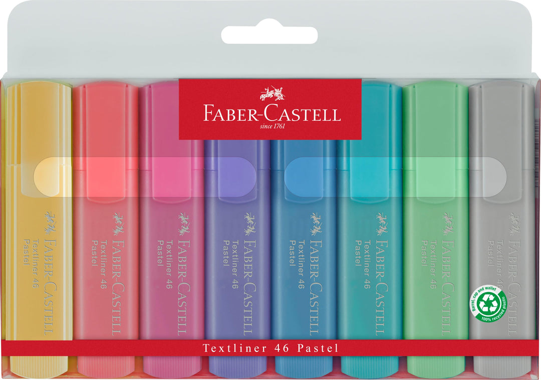Pastel Highlighters Set - 8 Chisel Tip Highlighter Pens in Assorted Pastel Colors
