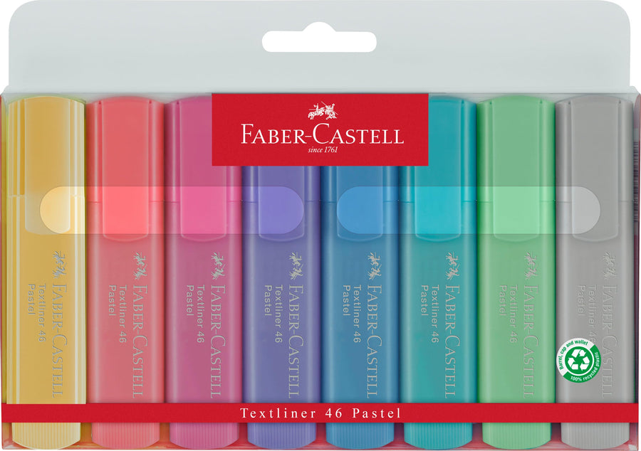 Pastel Highlighters Set - 8 Chisel Tip Highlighter Pens in Assorted Pastel Colors