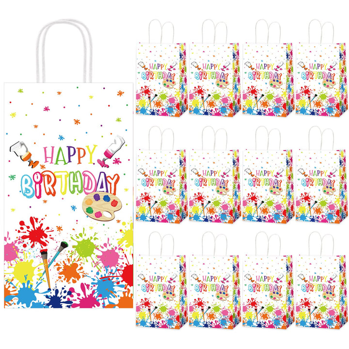 12 Pcs Premium Paint Art Party Bag Art Themed Birthday Party Painting Party Candy Favor Bags Supplies Gift Treat Bags Paint Party Supplies Decorations