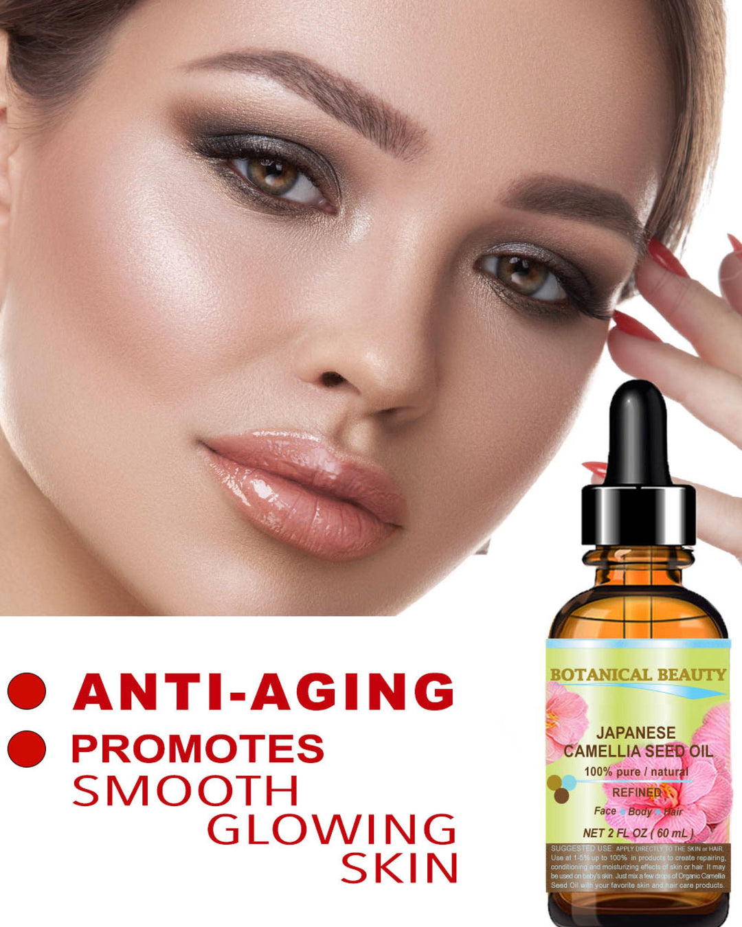 Japanese CAMELLIA Seed Oil 100% Pure Natural Undiluted Refined Cold Pressed Carrier Oil for Face Hair Skin Nails 0.5 Fl. oz 15 ml