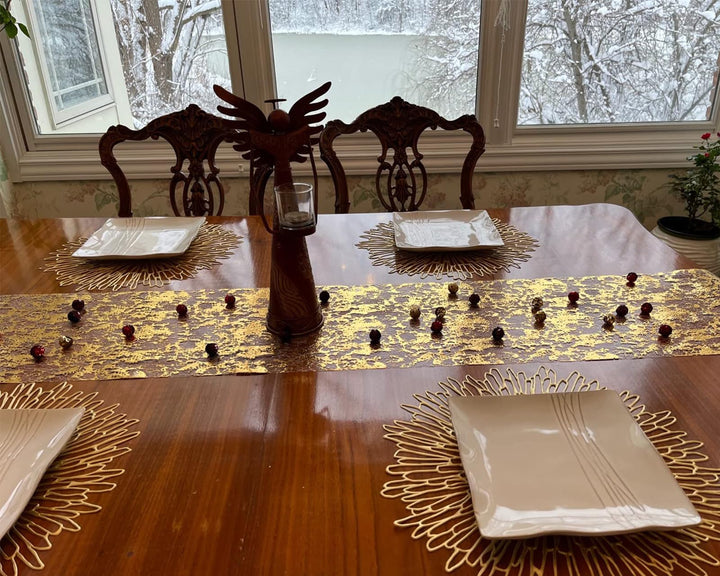 Gold Table Runner Roll - Glitter Metallic Gold Runner for Table- Sparkle Thanksgiving Table Runner - Gold Table Decor - Gold Table Decorations for Party, Christmas ,Wedding, Gold Table Decorations