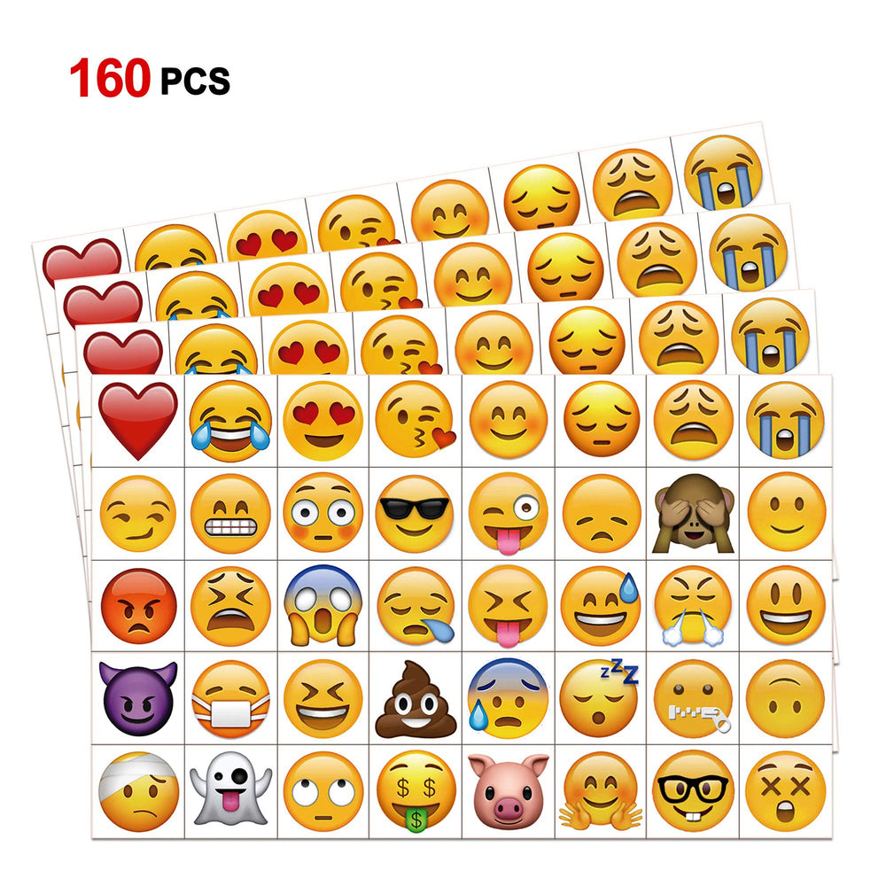 Emoticon Temporary Tattoo(160pcs 2inch), Funny Emoticon Tattoos Body Stickers for Kids Emoticon Party Favors Supplies with Heart Smirk