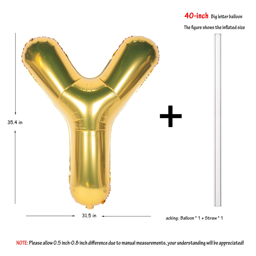 Letter Balloons 40 Inch Giant Jumbo Helium Foil Mylar for Party Decorations Gold Y