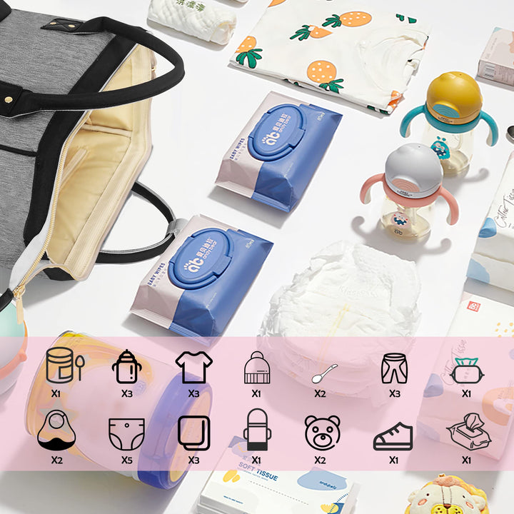 Diaper Bag Backpack Multifunction Maternity Nappy Baby Bag for Girls & Boys Large Capacity Travel Diaper Bags Black Gray