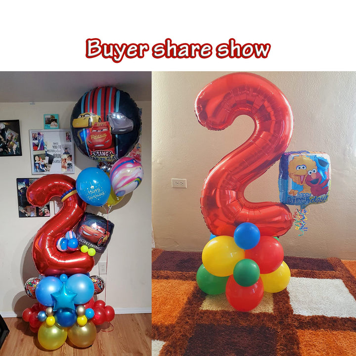 40 Inch Red Large Numbers Birthday Party Decorations Helium Foil Mylar Big Number Balloon Digital 2