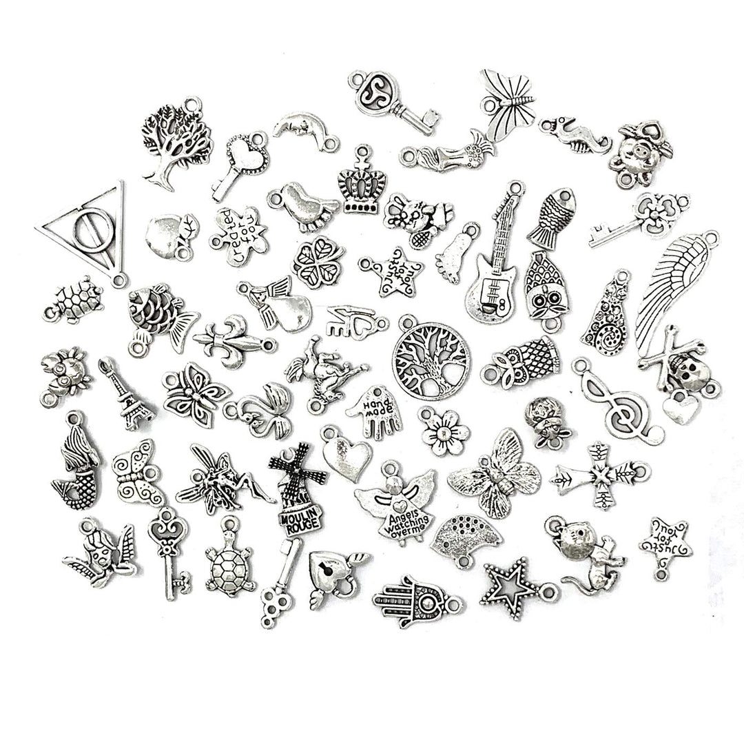 100 PCS Wholesale Bulk Lots Jewelry Making Charms Mixed Antique Silver&Golden Alloy Charms Pendants DIY for Necklace Bracelet Jewelry Making and Crafting