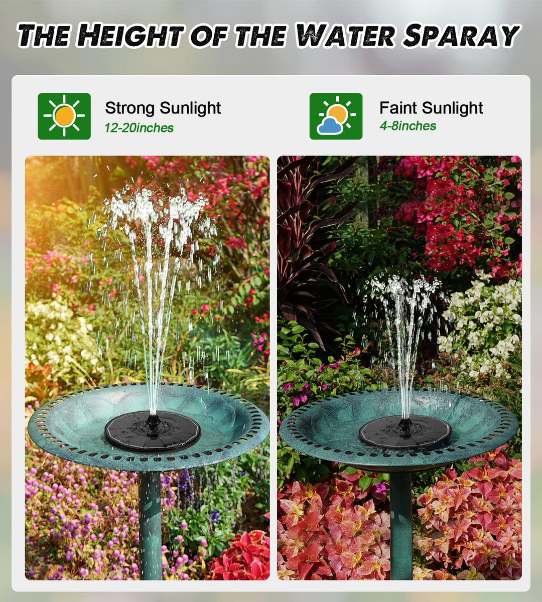 Solar Fountain Full Glass Panel with 2200 Capacity Battery, 3.5W Floating Solar Bird Bath Fountains with 4 Fixed Rods, Solar Fountain Pump for Bird Bath, Garden, Pond, Pool, Outdoor-Colorful