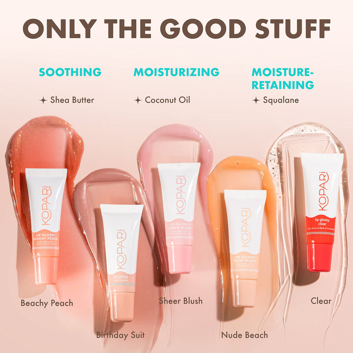 Coconut Lip Glossy - Clear - Hydrating and Moisturizing, Vitamin E and Shea Butter With 100% Organic Coconut Oil, Non GMO, Vegan Sulfate Free 0.35 Oz