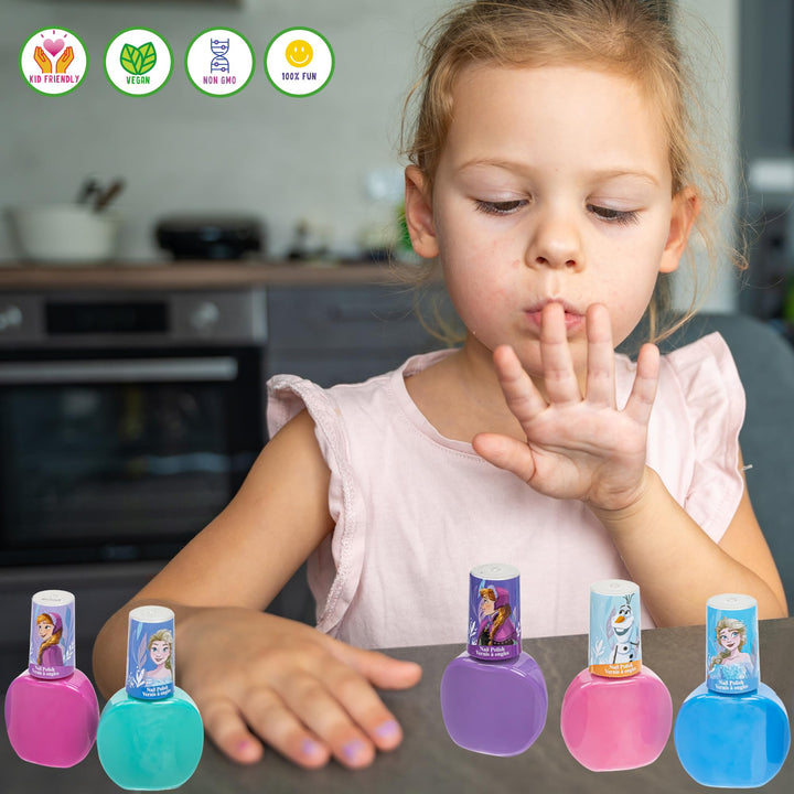 Disney Frozen 2 - Super Sparkly Cosmetic Makeup Set for Girls with Lip Gloss Nail Polish Nail Stickers - 11 Pcs|Perfect for Parties Sleepovers Makeovers| Birthday Gift for Girls 3 Yrs+