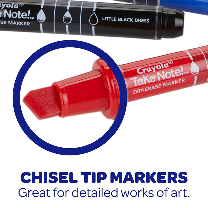 Take Note Dry Erase Markers (12ct) Whiteboard Markers for Teachers, Low Odor, Chisel Tip, School Classroom Supplies