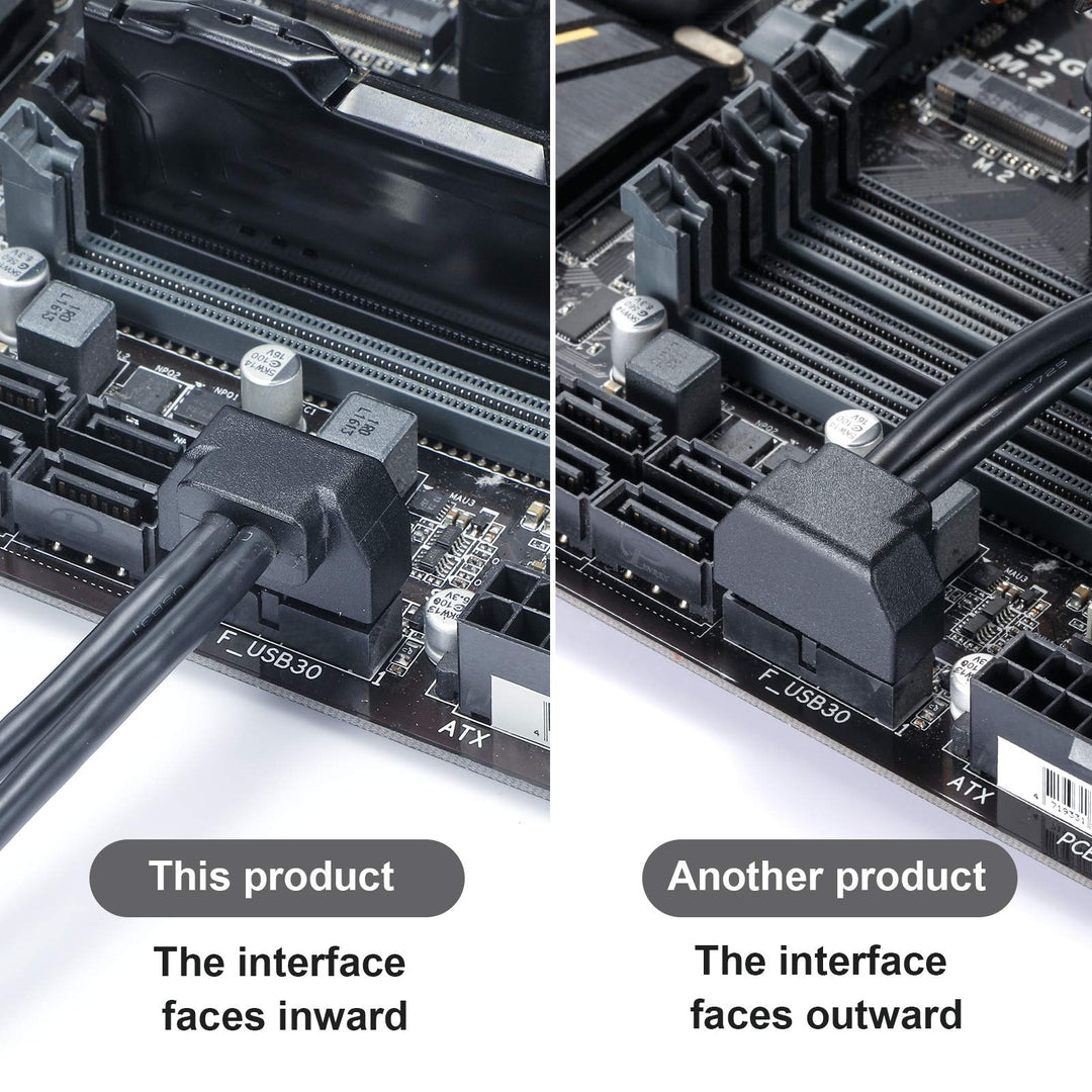 SATA USB Extension Cable USB 3.0 Motherboard Front 19 Pin Male to Female Extension Cable High Speed Connector (The Interface Faces Inward)