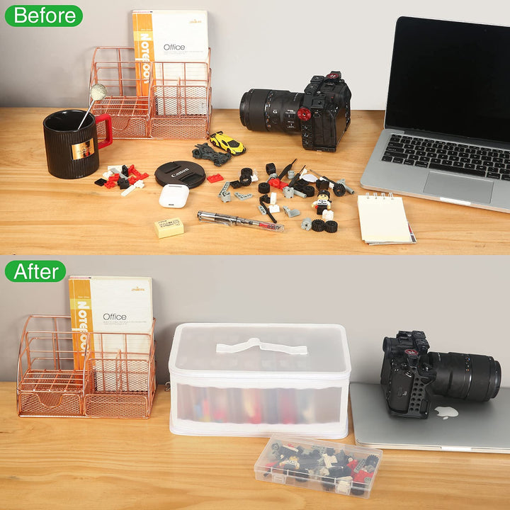 Photo Storage Bag 4x6, 10 Inner Large Photo Storage Box Photo Cases Store up to 1000 Photos, Photo Organizer Cards Craft Keeper with Handle for Photo Puzzles Cards Seed Packets (White)