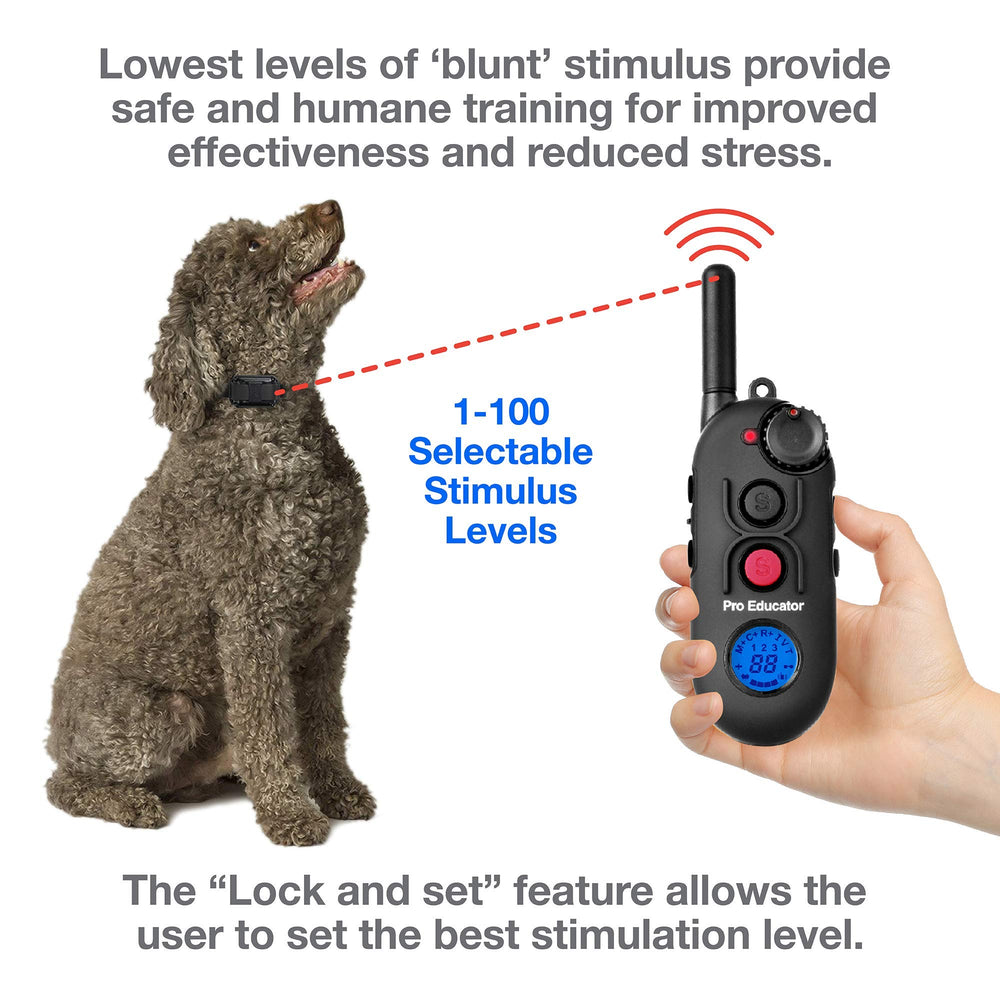 Pro 1/2 Mile Dog Training Collar with Ergonomic Remote, Safe Humane Vibration Stimulation, Pavlovian Tone, Waterproof, Odorproof Biothane Collar, Night Light, Rechargeable, 1 Dog, Black