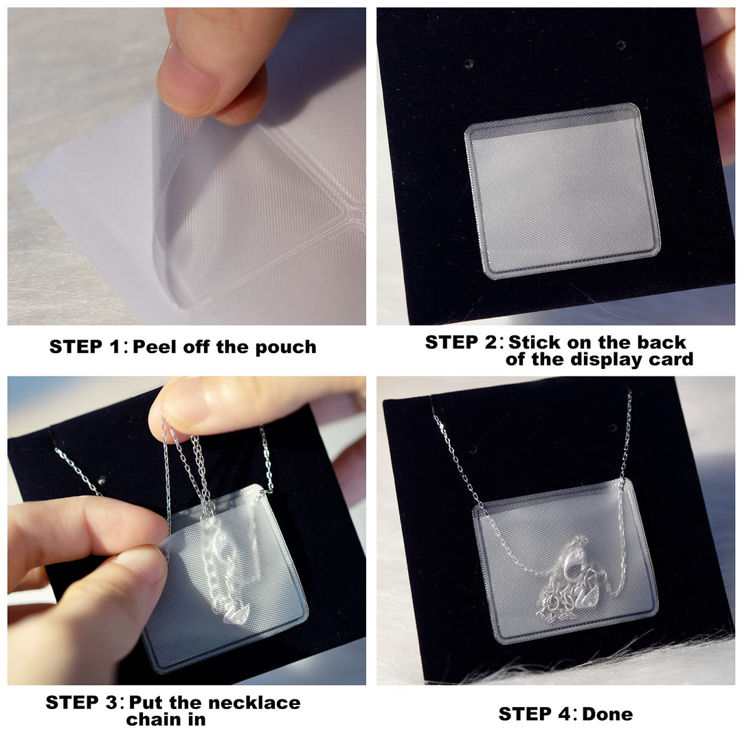 Necklace Chain Adhesive Pouch for Necklace Display Cards, Self-Adhesive Necklace Chain Pockets Clear Jewelry Bags Necklace Chain Pouch to Hold Loose Chain Jewelry Supplies (100 pcs)