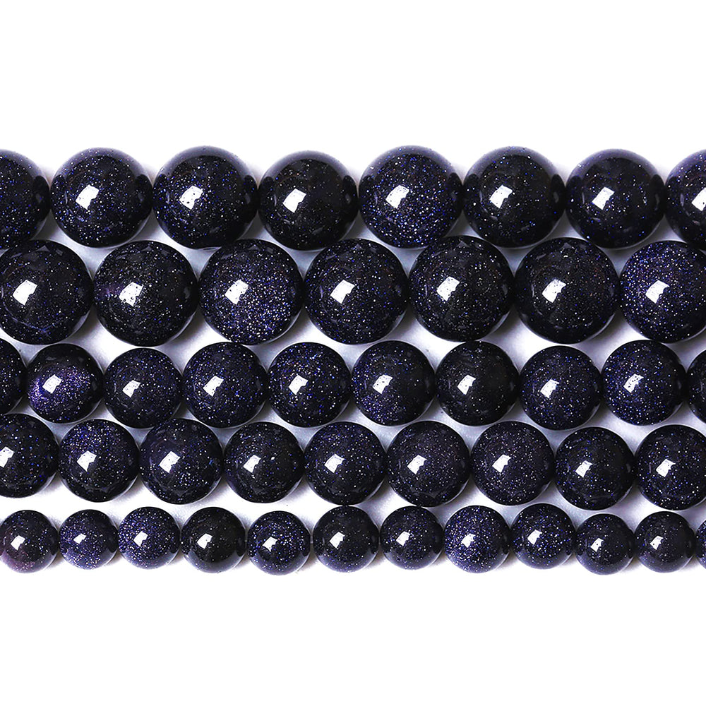 60PCS 6mm Starry Blue Sandstone Gemstone Beads Beads Natural Stone Round Loose Beads for Jewelry Making DIY Bracelet Necklace 15 Inch