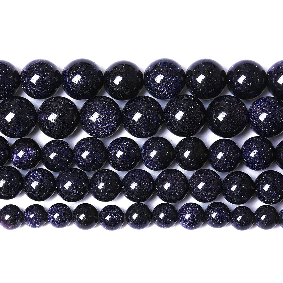 60PCS 6mm Starry Blue Sandstone Gemstone Beads Beads Natural Stone Round Loose Beads for Jewelry Making DIY Bracelet Necklace 15 Inch