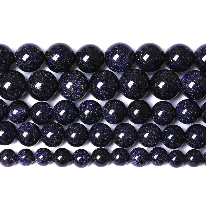60PCS 6mm Starry Blue Sandstone Gemstone Beads Beads Natural Stone Round Loose Beads for Jewelry Making DIY Bracelet Necklace 15 Inch