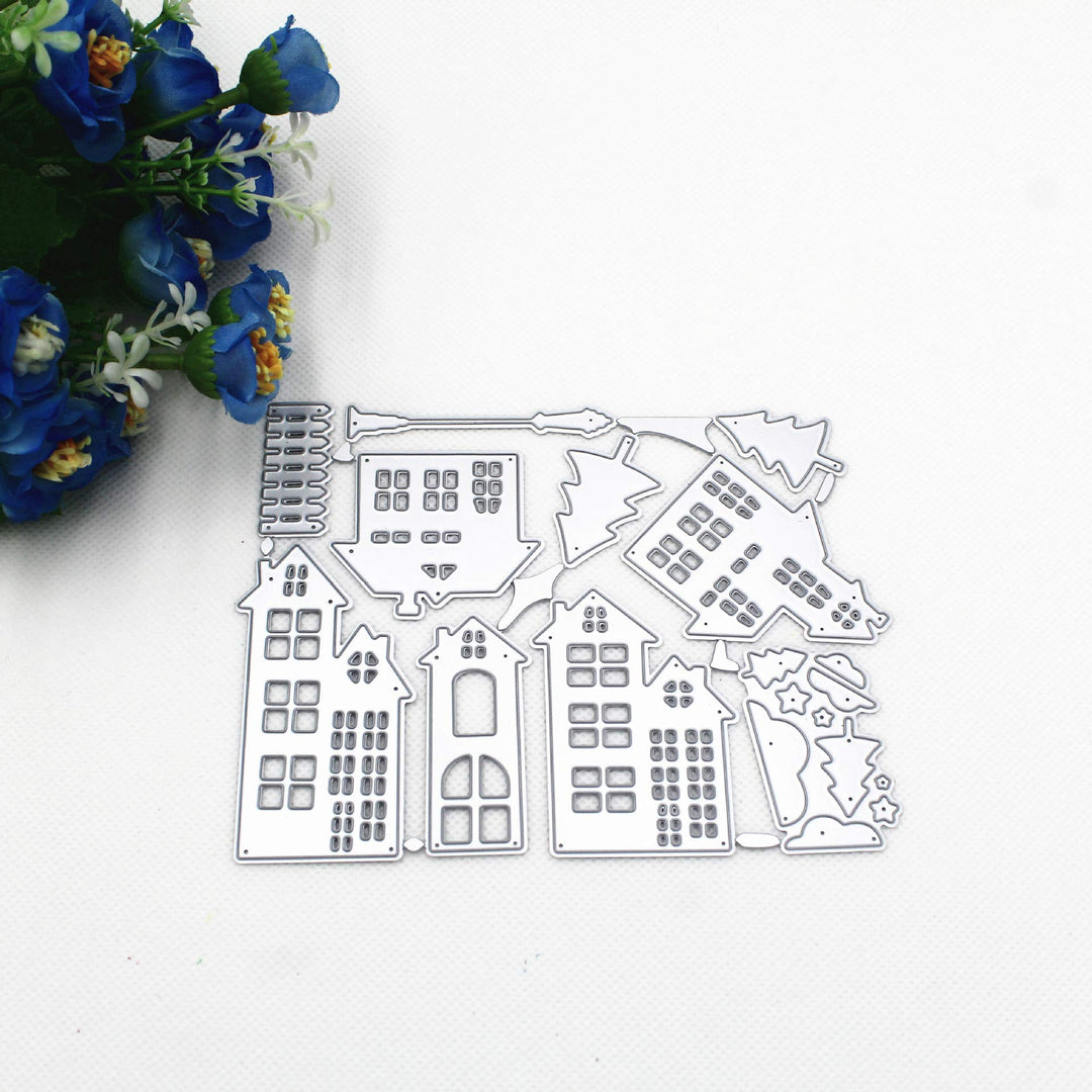 Forest Village House Tree Metal Cutting Dies 108.4cm for Scrapbooking Card Album Making DIY Craft Die Cut