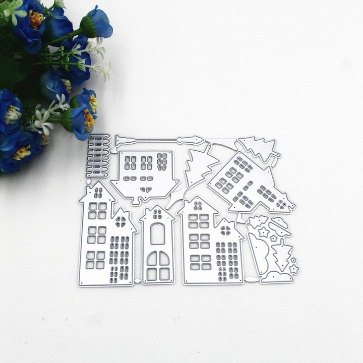 Forest Village House Tree Metal Cutting Dies 108.4cm for Scrapbooking Card Album Making DIY Craft Die Cut