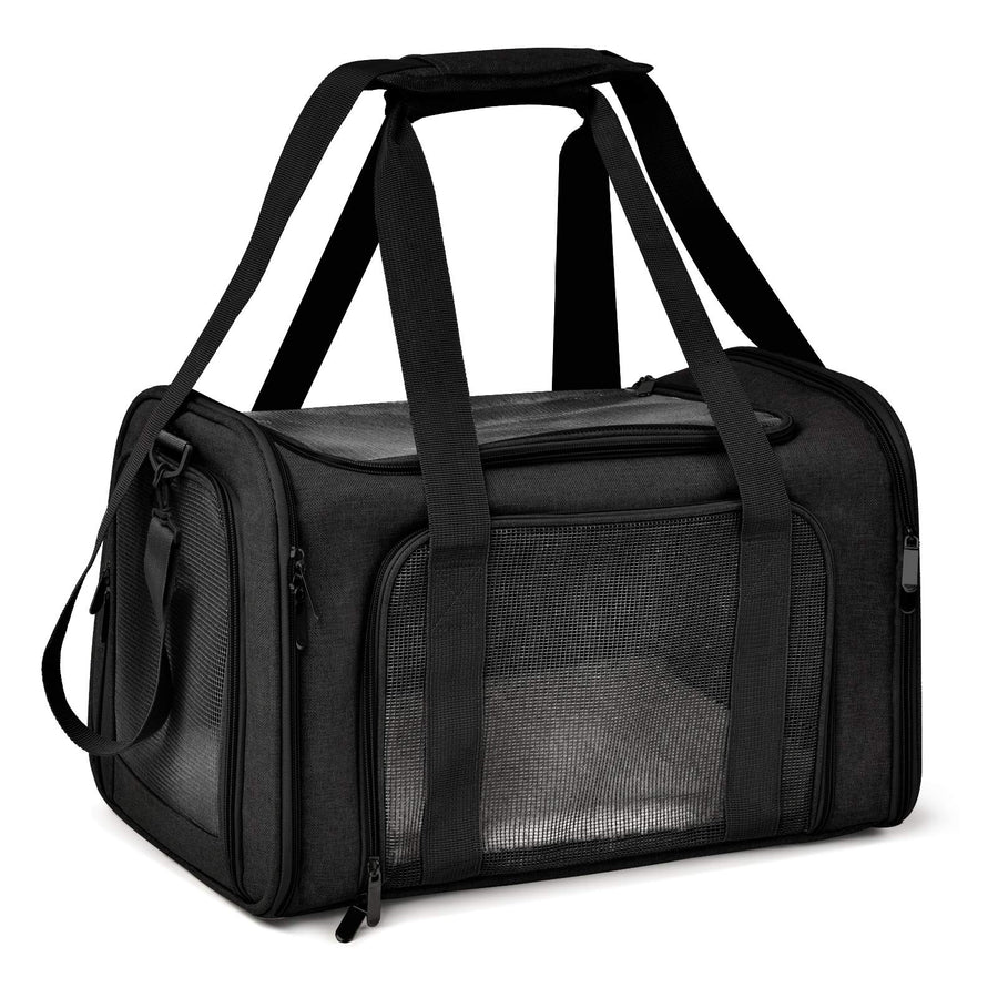 Cat Carriers Dog Carrier Pet for Small Medium Cats Dogs Puppies up to 15 Lbs, TSA Airline Approved Soft Sided, Collapsible Travel Puppy - Black